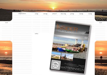 Schreibtischunterlage DIN A3 quer - Motiv: Sonnenuntergang/Nordsee/Niederlande 25 Blatt + DVD "Insider - Niederlande"